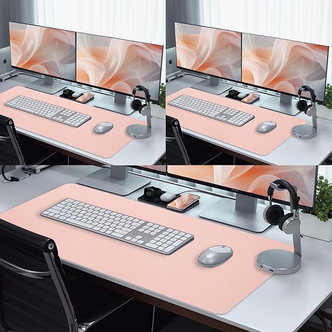 Bloss Pink Desk Mat, Waterproof Non - Slip Leather Desk Pad, Large Mouse pad, Computer Mat for Desk, Pink Desk Accessories Easy Clean for Office/Home(35.4×15.7 Inches) | Mouse Pads - TrueDesk