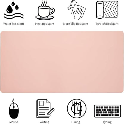 Bloss Pink Desk Mat, Waterproof Non - Slip Leather Desk Pad, Large Mouse pad, Computer Mat for Desk, Pink Desk Accessories Easy Clean for Office/Home(35.4×15.7 Inches) | Mouse Pads - TrueDesk