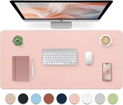 Bloss Pink Desk Mat, Waterproof Non - Slip Leather Desk Pad, Large Mouse pad, Computer Mat for Desk, Pink Desk Accessories Easy Clean for Office/Home(35.4×15.7 Inches) | Mouse Pads - TrueDesk