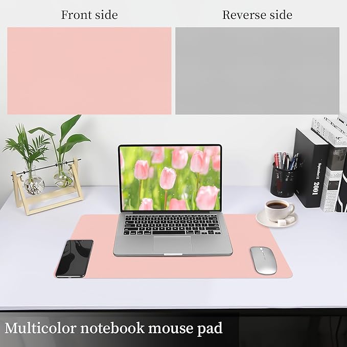 Bloss Pink Leather Desk Mat Protector,Office Desks Mats,Laptop Waterproof Desk Pads,Desks Protector Mats,Cute Computer Mouse Mats,Dual - Side Writing Pads for Office/Home.23.6"x 13.8" | Mouse Pads - TrueDesk