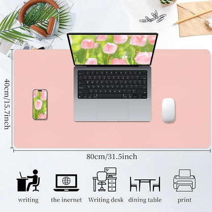 Bloss Pink Leather Desk Mat Protector,Office Desks Mats,Laptop Waterproof Desk Pads,Desks Protector Mats,Cute Computer Mouse Mats,Dual - Side Writing Pads for Office/Home.31.5"x 15.7" | Mouse Pads - TrueDesk