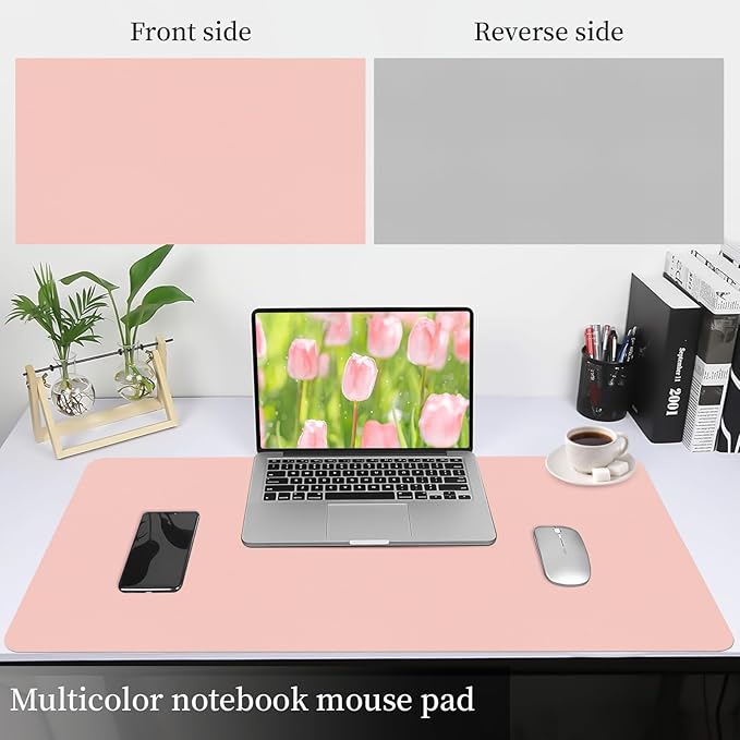 Bloss Pink Leather Desk Mat Protector,Office Desks Mats,Laptop Waterproof Desk Pads,Desks Protector Mats,Cute Computer Mouse Mats,Dual - Side Writing Pads for Office/Home.31.5"x 15.7" | Mouse Pads - TrueDesk