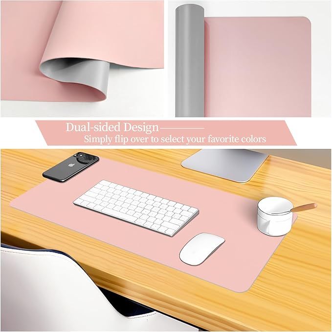 Bloss Pink Leather Desk Mat Protector,Office Desks Mats,Laptop Waterproof Desk Pads,Desks Protector Mats,Cute Computer Mouse Mats,Dual - Side Writing Pads for Office/Home.23.6"x 13.8" | Mouse Pads - TrueDesk