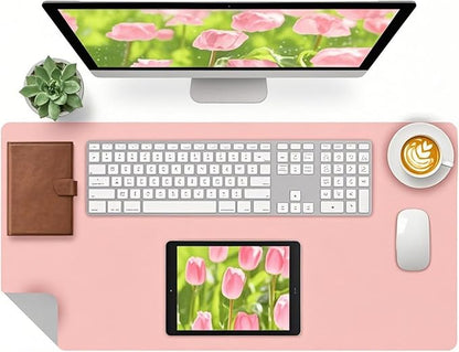 Bloss Pink Leather Desk Mat Protector,Office Desks Mats,Laptop Waterproof Desk Pads,Desks Protector Mats,Cute Computer Mouse Mats,Dual - Side Writing Pads for Office/Home.31.5"x 15.7" | Mouse Pads - TrueDesk
