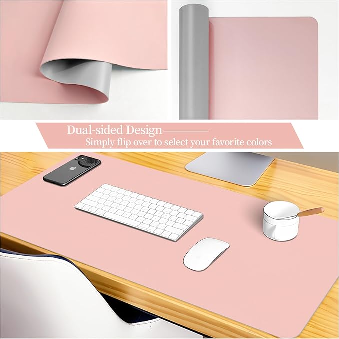 Bloss Pink Leather Desk Mat Protector,Office Desks Mats,Laptop Waterproof Desk Pads,Desks Protector Mats,Cute Computer Mouse Mats,Dual - Side Writing Pads for Office/Home.31.5"x 15.7" | Mouse Pads - TrueDesk