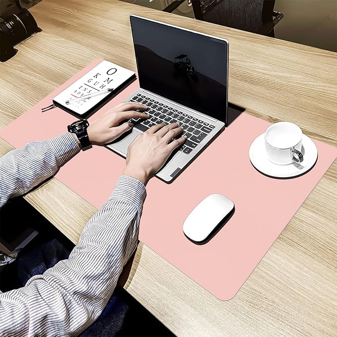 Bloss Pink Leather Desk Mat Protector,Office Desks Mats,Laptop Waterproof Desk Pads,Desks Protector Mats,Cute Computer Mouse Mats,Dual - Side Writing Pads for Office/Home.31.5"x 15.7" | Mouse Pads - TrueDesk