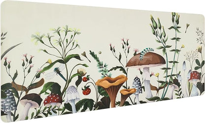 Bloss Plant Mushroom Desks Pad,31.5" x 15.7" Large Leather Mouse Pad for Desktop,Floral Desk Mat for Keyboard and Mouse,Waterproof Computer Laptop Desk Protector Mat for Office/Home/Women Gift | Mouse Pads - TrueDesk