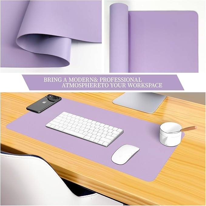 Bloss Purple Desk Mat, Double - Sided Leather Desk Pad, Desk Matt for Desktop, Waterproof Desk Pad Mat, Computer Mat for Office Work/Home/Decor/Desk Protector/Cover(23.6"x 13.8") | Desk Pads Blotters - TrueDesk