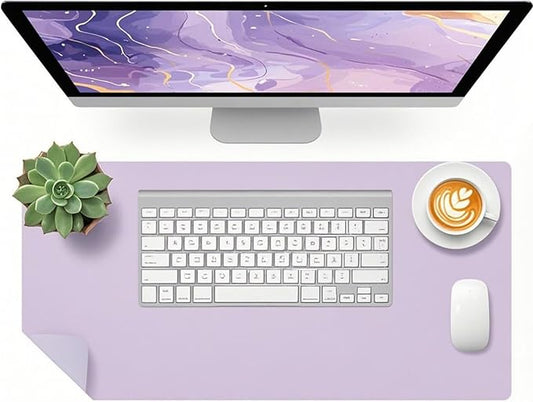 Bloss Purple Desk Mat, Double - Sided Leather Desk Pad, Desk Matt for Desktop, Waterproof Desk Pad Mat, Computer Mat for Office Work/Home/Decor/Desk Protector/Cover(23.6"x 13.8") | Desk Pads Blotters - TrueDesk