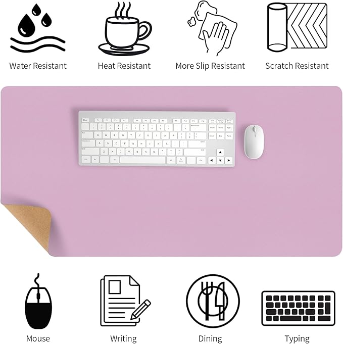 Bloss Purple Desk Mat, Leather Desk Pad, Desk Matt for Desktop, Waterproof Desk Pad Mat, Computer Mat for Office Work/Home/Decor/Desk Protector/Cover(31.5 x 15.7 Inches) | Desk Pads Blotters - TrueDesk