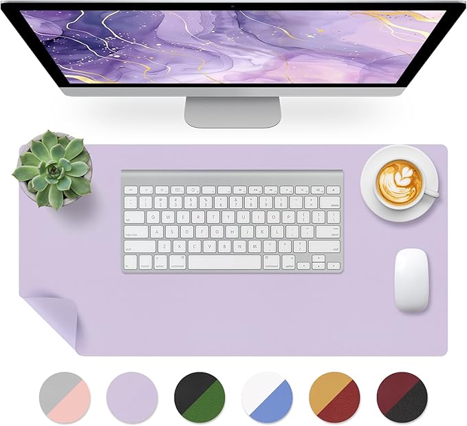 Bloss Purple Leather Desk Mat for Desktop,Desk Protector Pad Mats,Large Gaming Mouse Pad,Dual - Side Office Desks Mats for Keyboard and Mouse, Writing Pad for Office/Home.23.6"x 13.8" | Mouse Pads - TrueDesk