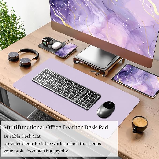 Bloss Purple Leather Desk Mat for Desktop,Desk Protector Pad Mats,Large Gaming Mouse Pad,Dual - Side Office Desks Mats for Keyboard and Mouse, Writing Pad for Office/Home.23.6"x 13.8" | Mouse Pads - TrueDesk