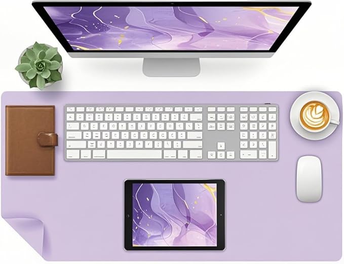 Bloss Purple Leather Desk Mat,Leather Mouse Pad,Desk Protector Mats,Large Mouse Pad,Office Desks Mats,Desks Mat for Keyboard,Dual - Side Computer Mouse Pads Writing Pad for Office/Home.31.5"x 15.7" | Mouse Pads - TrueDesk