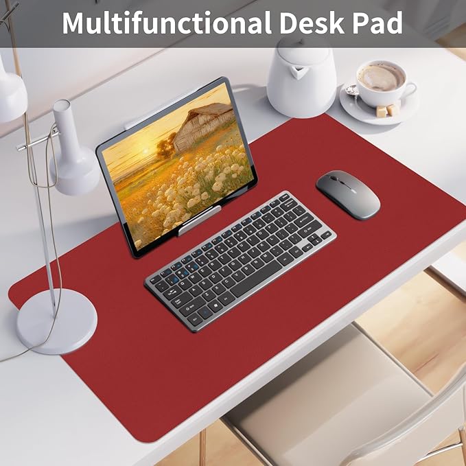 Bloss Red Desk Mat, Leather Desk Matt for Desktop, Waterproof Large Desk Pad, Keyboard Mat, Computer Mat for Office/Home/Decor(31.5 x 15.7 Inches) | Mouse Pads - TrueDesk
