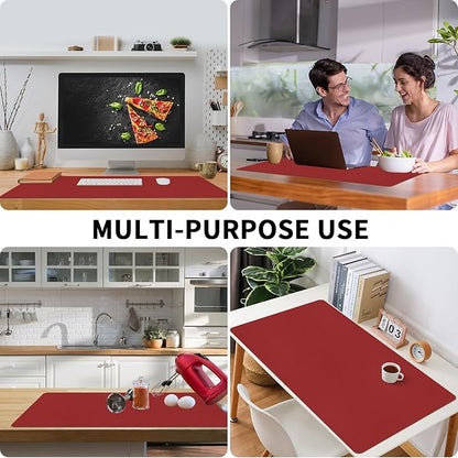 Bloss Red Desk Mat, Leather Desk Matt for Desktop, Waterproof Large Desk Pad, Keyboard Mat, Computer Mat for Office/Home/Decor(31.5 x 15.7 Inches) | Mouse Pads - TrueDesk