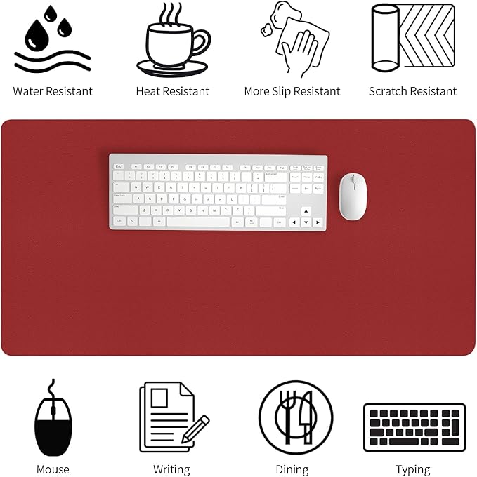 Bloss Red Desk Mat, Leather Desk Matt for Desktop, Waterproof Large Desk Pad, Keyboard Mat, Computer Mat for Office/Home/Decor(31.5 x 15.7 Inches) | Mouse Pads - TrueDesk