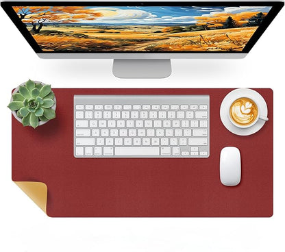 Bloss Red Leather Desk Mat Protector,Large Mouse Pad,Dual - Side Use Mouse Pads,Office Desks Mats,Laptop Protector Desks Mat,Waterproof Dual - Side Desk Keyboard/Writing Pad for Office/Home.23.6"x 13.8" | Mouse Pads - TrueDesk