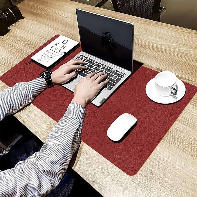 Bloss Red Leather Desk Mat Protector,Large Mouse Pad,Dual - Side Use Mouse Pads,Office Desks Mats,Laptop Protector Desks Mat,Waterproof Dual - Side Desk Keyboard/Writing Pad for Office/Home.31.5"x 15.7" | Mouse Pads - TrueDesk