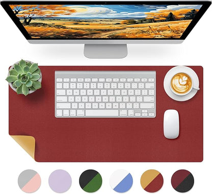Bloss Red Leather Desk Mat Protector,Large Mouse Pad,Dual - Side Use Mouse Pads,Office Desks Mats,Laptop Protector Desks Mat,Waterproof Dual - Side Desk Keyboard/Writing Pad for Office/Home.23.6"x 13.8" | Mouse Pads - TrueDesk