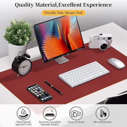Bloss Red Leather Desk Mat Protector,Large Mouse Pad,Dual - Side Use Mouse Pads,Office Desks Mats,Laptop Protector Desks Mat,Waterproof Dual - Side Desk Keyboard/Writing Pad for Office/Home.31.5"x 15.7" | Mouse Pads - TrueDesk