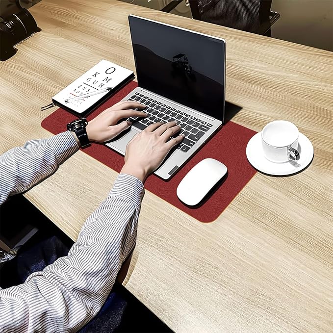 Bloss Red Leather Desk Mat Protector,Large Mouse Pad,Dual - Side Use Mouse Pads,Office Desks Mats,Laptop Protector Desks Mat,Waterproof Dual - Side Desk Keyboard/Writing Pad for Office/Home.23.6"x 13.8" | Mouse Pads - TrueDesk