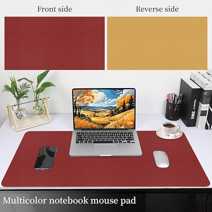 Bloss Red Leather Desk Mat Protector,Large Mouse Pad,Dual - Side Use Mouse Pads,Office Desks Mats,Laptop Protector Desks Mat,Waterproof Dual - Side Desk Keyboard/Writing Pad for Office/Home.31.5"x 15.7" | Mouse Pads - TrueDesk