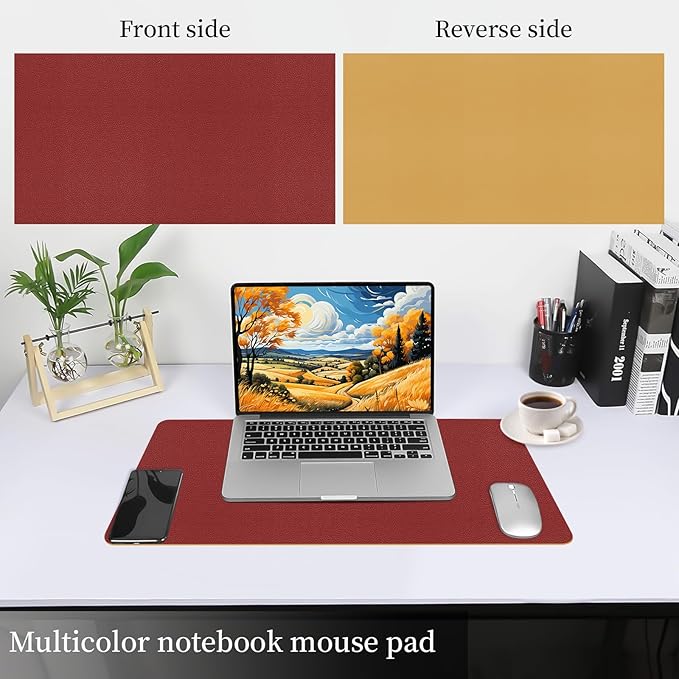 Bloss Red Leather Desk Mat Protector,Large Mouse Pad,Dual - Side Use Mouse Pads,Office Desks Mats,Laptop Protector Desks Mat,Waterproof Dual - Side Desk Keyboard/Writing Pad for Office/Home.23.6"x 13.8" | Mouse Pads - TrueDesk