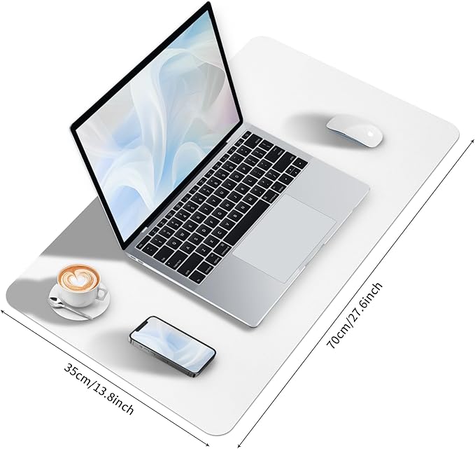 Bloss White Desk Mat, Mouse Pad, Waterproof Leather Desk Pad, Desk Matt for Desktop, Non - Slip Ccomputer Desk Protecor Mat for Office/Home/Decor(27.6 x 13.8 Inches) | Mouse Pads - TrueDesk