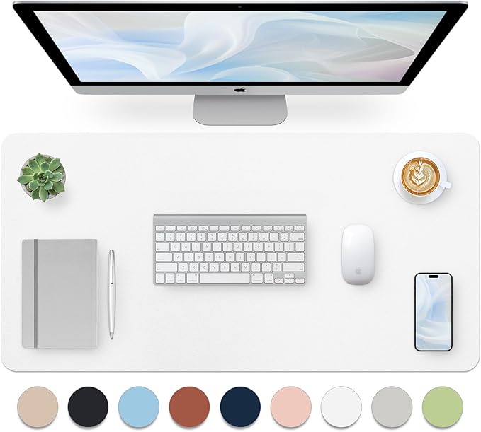 Bloss White Desk Mat, Mouse Pad, Waterproof Leather Desk Pad, Desk Matt for Desktop, Non - Slip Ccomputer Desk Protecor Mat for Office/Home/Decor(27.6 x 13.8 Inches) | Mouse Pads - TrueDesk