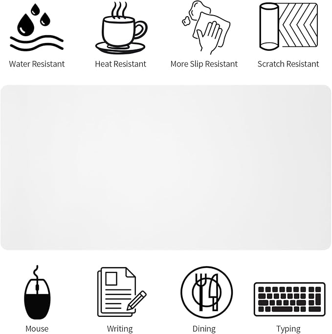 Bloss White Desk Mat, Mouse Pad, Waterproof Leather Desk Pad, Desk Matt for Desktop, Non - Slip Ccomputer Desk Protecor Mat for Office/Home/Decor(27.6 x 13.8 Inches) | Mouse Pads - TrueDesk