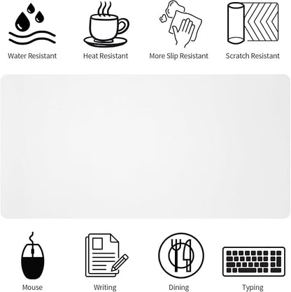 Bloss White Desk Mat, Mouse Pad, Waterproof Leather Desk Pad, Desk Matt for Desktop, Non - Slip Ccomputer Desk Protecor Mat for Office/Home/Decor(27.6 x 13.8 Inches) | Mouse Pads - TrueDesk