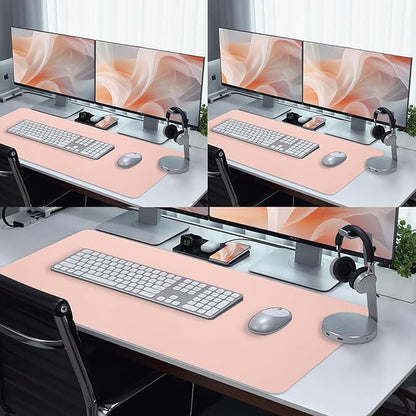 Blossoms Pink Desk Mat, Waterproof Non - Slip Leather Desk Pad, Large Mouse Pad, Desk Writing Pad, Desk Mat for Keyboard and Mouse Desk Organizers and Accessories (31.5×15.7 Inches) | Mouse Pads - TrueDesk