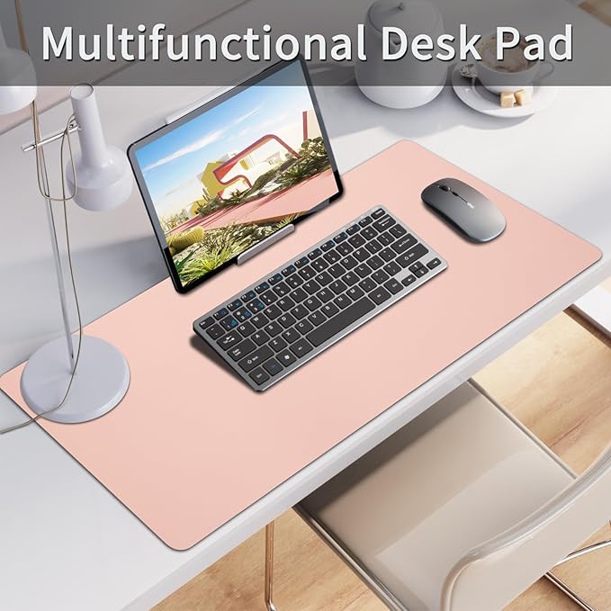 Blossoms Pink Desk Mat, Waterproof Non - Slip Leather Desk Pad, Large Mouse Pad, Desk Writing Pad, Desk Mat for Keyboard and Mouse Desk Organizers and Accessories (31.5×15.7 Inches) | Mouse Pads - TrueDesk