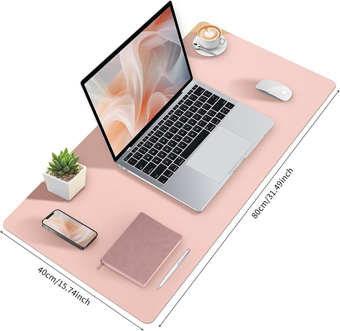 Blossoms Pink Desk Mat, Waterproof Non - Slip Leather Desk Pad, Large Mouse Pad, Desk Writing Pad, Desk Mat for Keyboard and Mouse Desk Organizers and Accessories (31.5×15.7 Inches) | Mouse Pads - TrueDesk