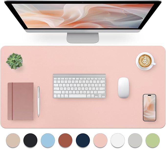 Blossoms Pink Desk Mat, Waterproof Non - Slip Leather Desk Pad, Large Mouse Pad, Desk Writing Pad, Desk Mat for Keyboard and Mouse Desk Organizers and Accessories (31.5×15.7 Inches) | Mouse Pads - TrueDesk