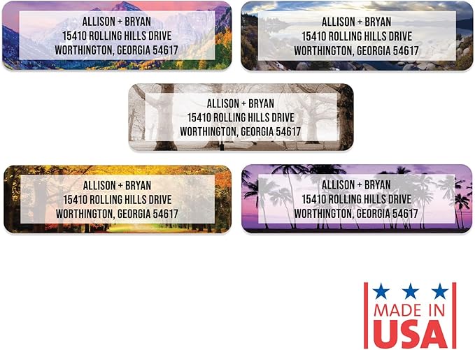 Breathtaking Landscape Rolled Address Labels / 250 Personalized Return Address Labels/Designer Address Stickers in Elegant Plastic Dispenser | Address Labels - TrueDesk