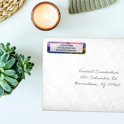 Breathtaking Landscape Rolled Address Labels / 250 Personalized Return Address Labels/Designer Address Stickers in Elegant Plastic Dispenser | Address Labels - TrueDesk