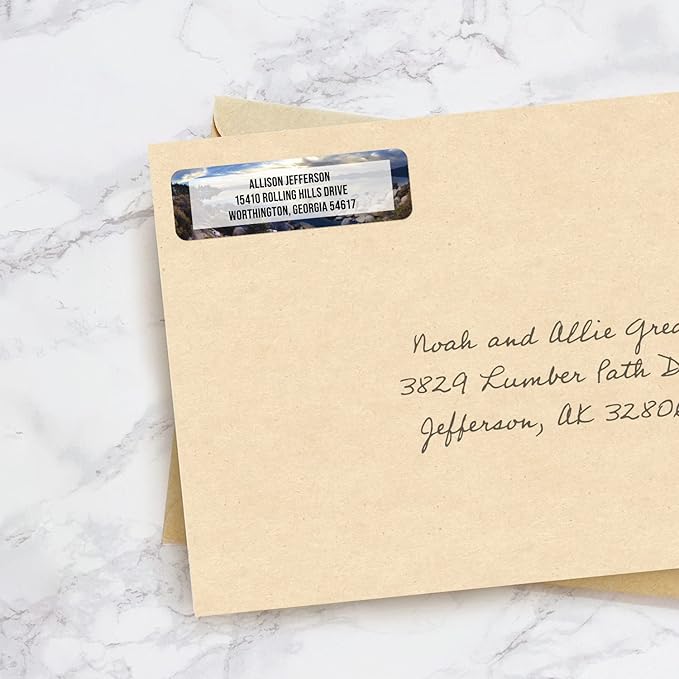 Breathtaking Landscape Rolled Address Labels / 250 Personalized Return Address Labels/Designer Address Stickers in Elegant Plastic Dispenser | Address Labels - TrueDesk