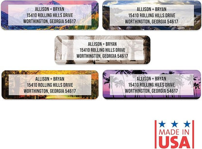 Breathtaking Landscape Rolled Address Labels / 500 Personalized Return Address Labels/Designer Address Stickers in Elegant Plastic Dispenser | Address Labels - TrueDesk