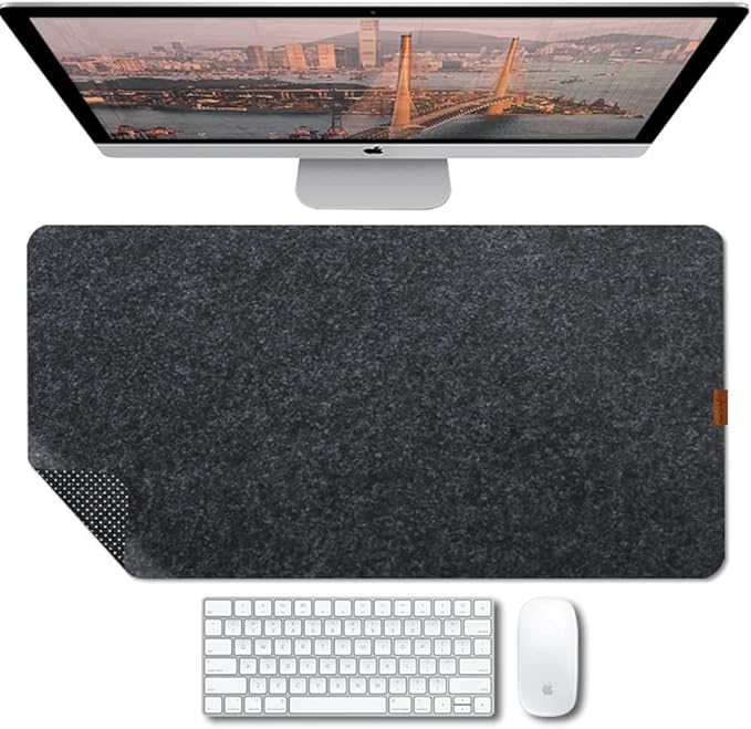 Bright Stone Felt Desk Mat,Non - Slip Mouse Pad, 31.5"x15.7" Office Supplies Desk Protector, Desk Accessories for Home and Office (Black) | Desk Pads Blotters - TrueDesk