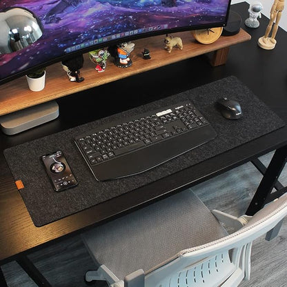 Bright Stone Felt Desk Mat,Non - Slip Mouse Pad, 35.4"x15.7" Office Supplies Desk Protector, Desk Accessories for Home and Office (Black) | Desk Pads Blotters - TrueDesk
