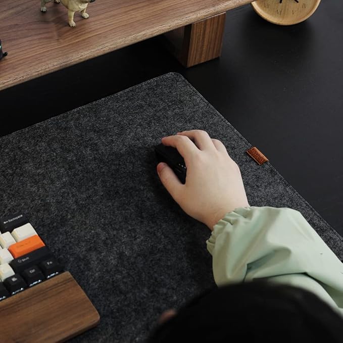 Bright Stone Felt Desk Mat,Non - Slip Mouse Pad, 35.4"x15.7" Office Supplies Desk Protector, Desk Accessories for Home and Office (Black) | Desk Pads Blotters - TrueDesk