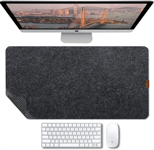 Bright Stone Felt Desk Mat,Non - Slip Mouse Pad, 35.4"x15.7" Office Supplies Desk Protector, Desk Accessories for Home and Office (Black) | Desk Pads Blotters - TrueDesk