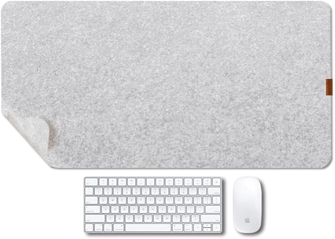 Bright Stone Felt Desk Mat,Non - Slip Mouse Pad,27.5"x11.8" Office Supplies Desk Protector, Desk Accessories for Home and Office (Light Gray) | Desk Pads Blotters - TrueDesk