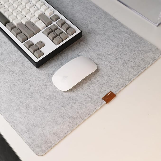 Bright Stone Felt Desk Mat,Non - Slip Mouse Pad,27.5"x11.8" Office Supplies Desk Protector, Desk Accessories for Home and Office (Light Gray) | Desk Pads Blotters - TrueDesk