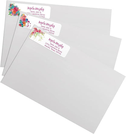 Bright Watercolor Floral Rolled Address Labels / 5 Vibrant Flower Bouquet Designs/Roll of 500 Personalized Address Labels/Designer Return Address Stickers in Elegant Plastic Dispenser | Address Labels - TrueDesk