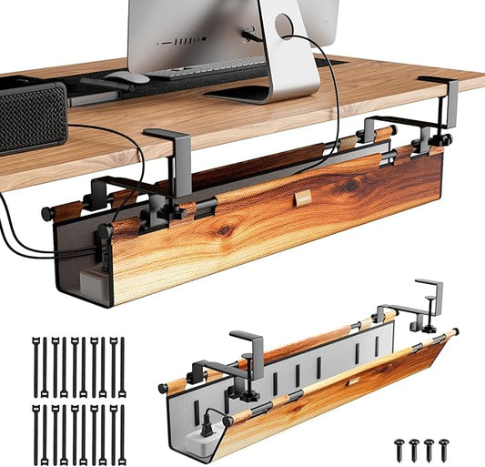 Cable Management Tray Under Desk, 38" No Drill Cable Organizer with Clamp/Screw Mount,Wire Cord Organizer for Table, Cable Tray for Office, Home | Racks Cabinets - TrueDesk
