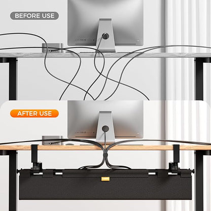 Cable Management Tray Under Desk, 38" No Drill Cable Organizer with Clamp/Screw Mount,Wire Cord Organizer for Table, Cable Tray for Office, Home | Racks Cabinets - TrueDesk