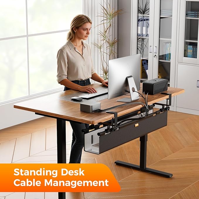 Cable Management Tray Under Desk, 38" No Drill Cable Organizer with Clamp/Screw Mount,Wire Cord Organizer for Table, Cable Tray for Office, Home | Racks Cabinets - TrueDesk