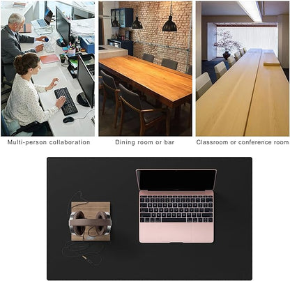 Cacoy 31.5" x 24" Leather Desk Mat, Large Desk Protector Mat, PU Leather Desk Pad, Non - Slip Large Gaming Mouse Pad, Desk Blotter, Desk Pads on Top of Desks, Home Office Desk Matt for Desktop (Black) | Desk Pads Blotters - TrueDesk